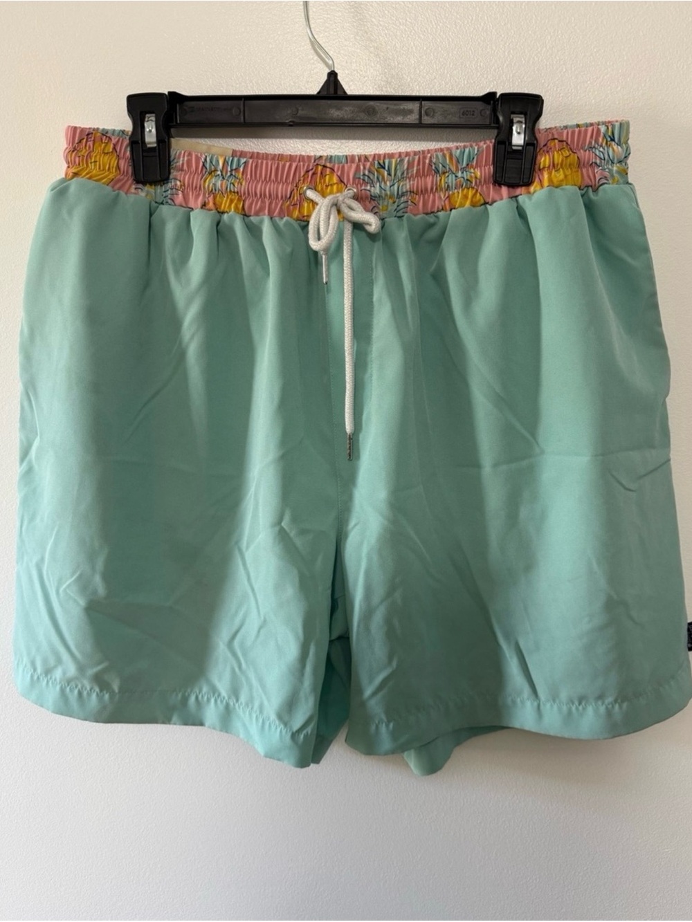 Simply Southern Aqua Men's Swim Trunks with Pink Floral Waistband